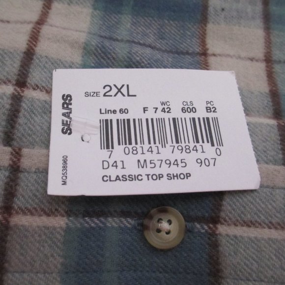 Arrow Blue Tan Multicolored Plaid Long Sleeve Button Down Shirt - Picture 3 of 3